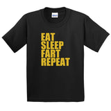 Eat Sleep Fart and Repeat Printed T-Shirt for Kids - ApparelinClick