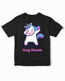 Personalized Dabbing Uni-corn Rainbow  Kids T-Shirt