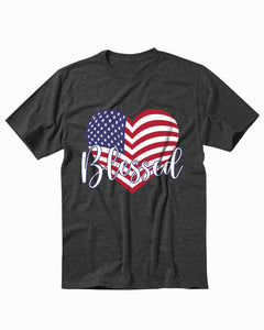 4th Of July Independence Day Blessed Heart America Patriotic Men's T-Shirt