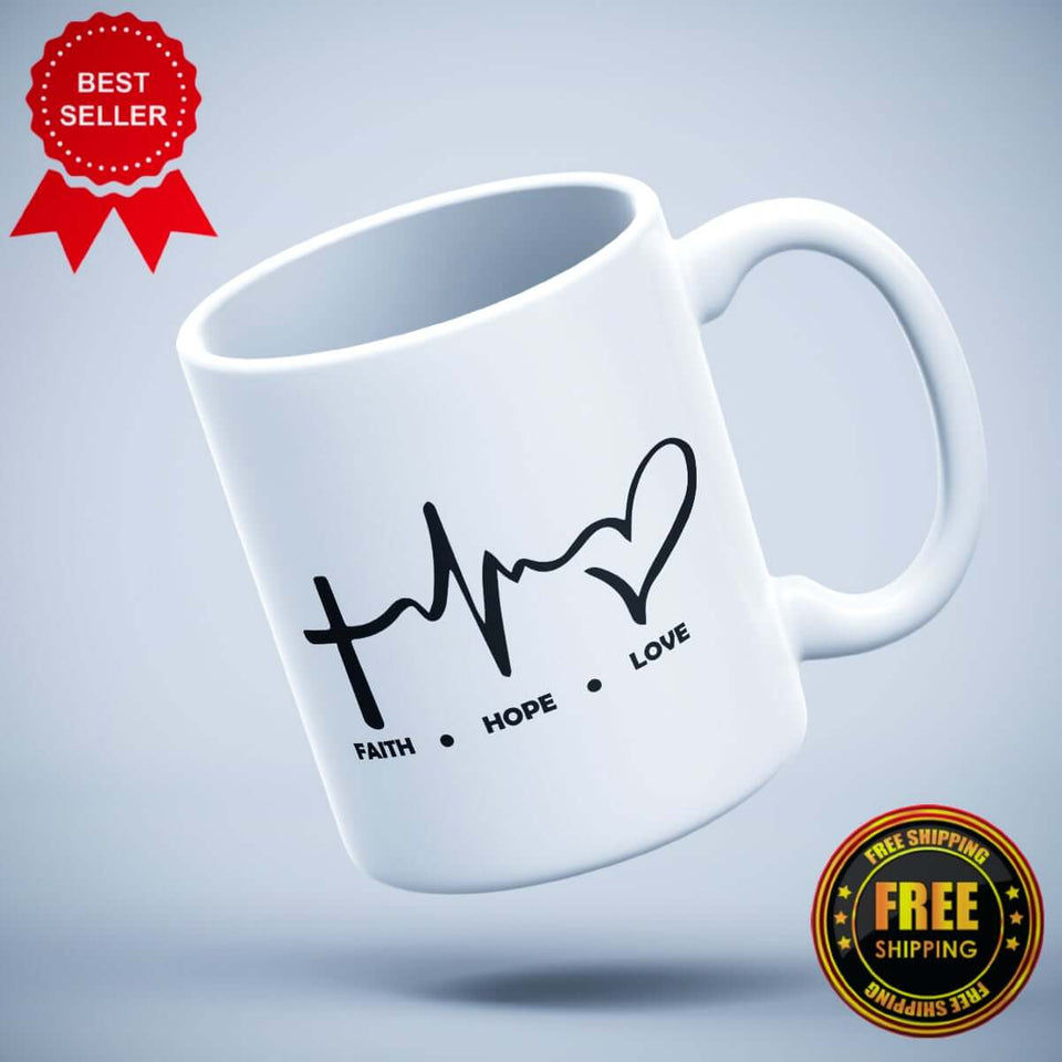 Faith Love Hope Gift Mug - ApparelinClick