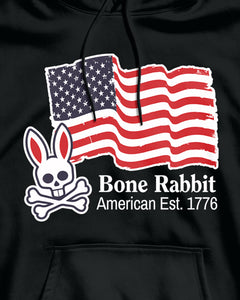 Distressed American Flag Bone Rabbit Funny Hoodie