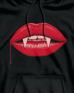 Vampire Lips Teeth Novelty Horror Funny Hoodie