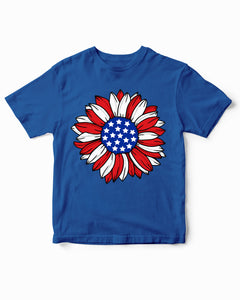 Flower American Patriotic Kids T-Shirt