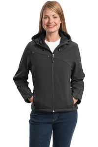 Port Authority Ladies Textured Hooded Soft Shell Jacket L706