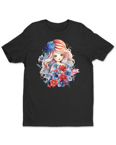 American Girl Doll Flower Graphics Womens T-Shirt