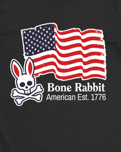Distressed American Flag Bone Rabbit Funny Womens T-Shirt