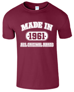 Made In 1961 All Original Parts Funny  Men's T-Shirt