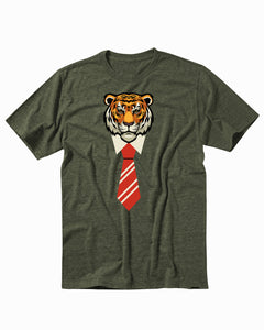 Tiger With Tie Sarcastic Graphic USA Men's T-Shirt