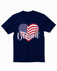 4th Of July Independence Day Blessed Heart America Patriotic Men's T-Shirt