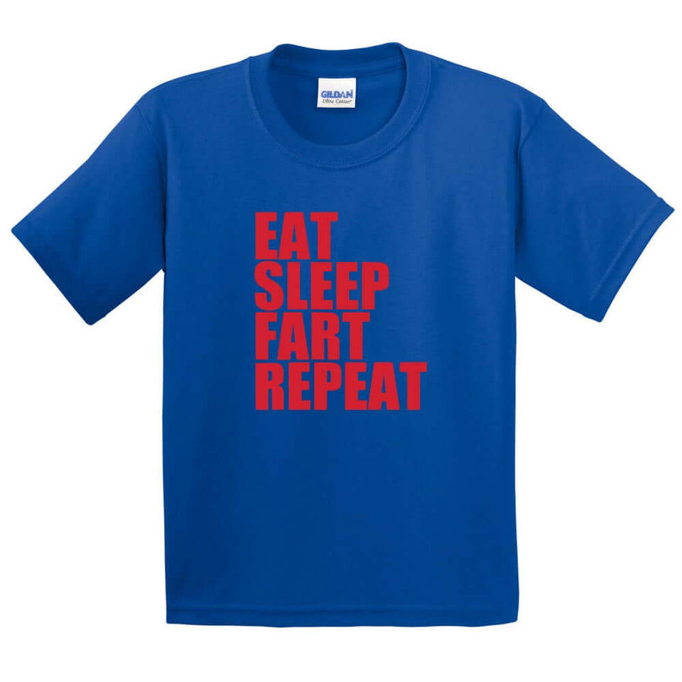 Eat Sleep Fart and Repeat Printed T-Shirt for Kids - ApparelinClick