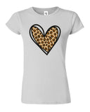 Leopard heart Valentines Day Couple Womens T-Shirt
