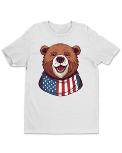 USA American Bear Patriotic Love Sarcastic Womens T-Shirt