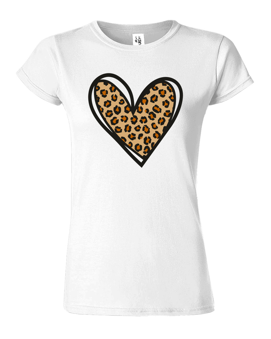 Leopard heart Valentines Day Couple Womens T-Shirt