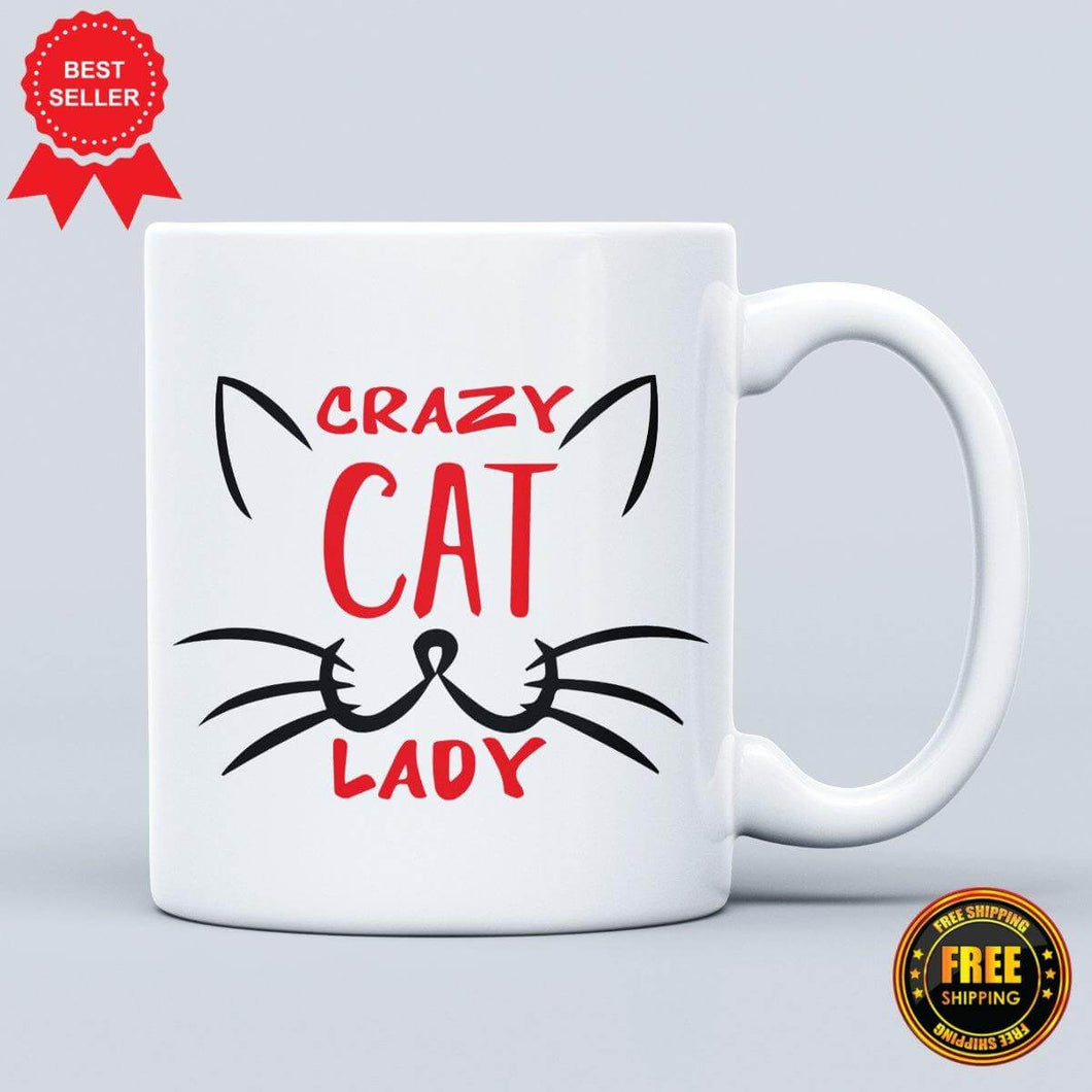 Crazy Cat Funny Printed Mug - ApparelinClick