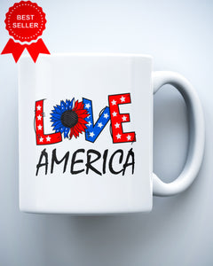 Love America Independence Day 4th Of July Ceramic Mug