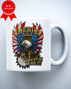 Patriotic American Eagle Flag America Love It Or Leave It Ceramic Mug