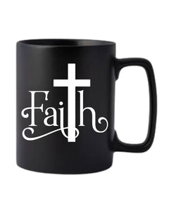 Faith Christian Love Religious Black Ceramic Mug