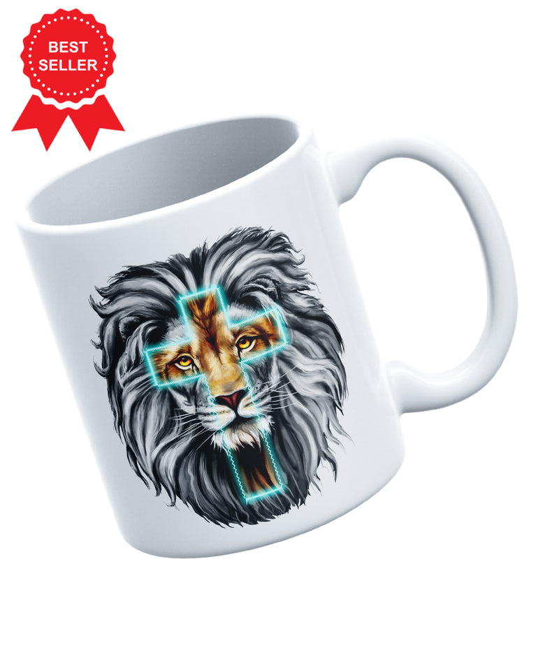 Lion Jesus Cross Sarcastic Patriotic Ceramic Mug