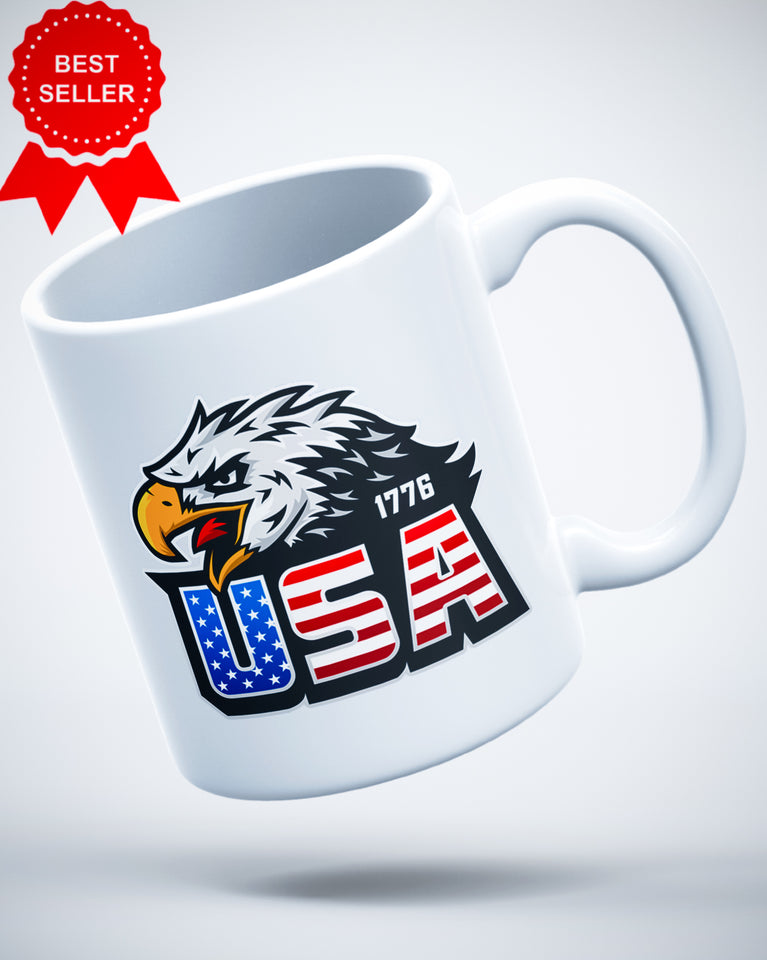 1776 USA Eagle Flag American Patriotic Veteran Ceramic Mug